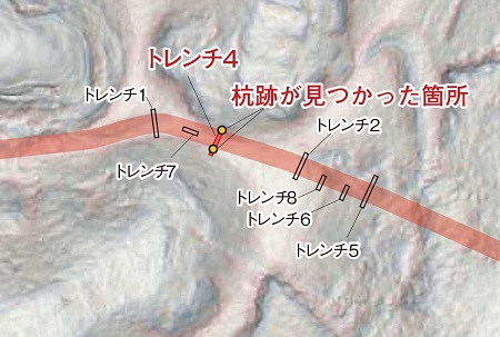 養郷狐谷遺跡のトレンチ4の位置を示した図です。